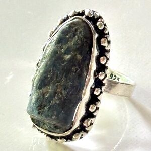 Modern stamp Sterling Silver 925(Untested) Rough Blue Kyanite Crystal